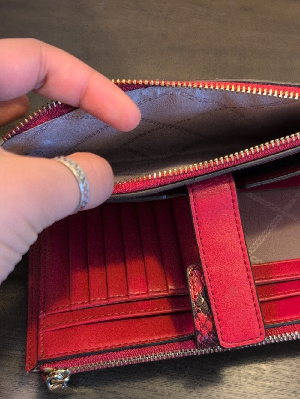 Michael Kors Red Snake-Print Wristlet with Gold Hardware - Picture 4 of 7